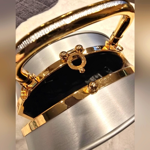 Stainless Brushed Silver & Gold Crossbody Bag - Picture 4 of 9